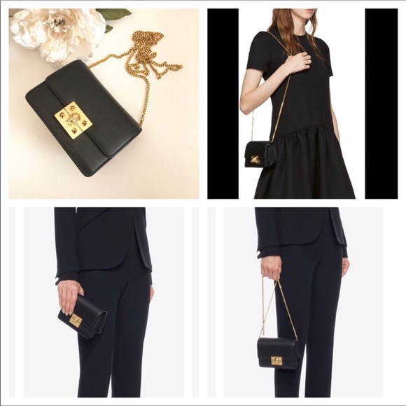 Alexander McQueen Black Crystal Skull Bag Gold HW - Picture 7 of 9